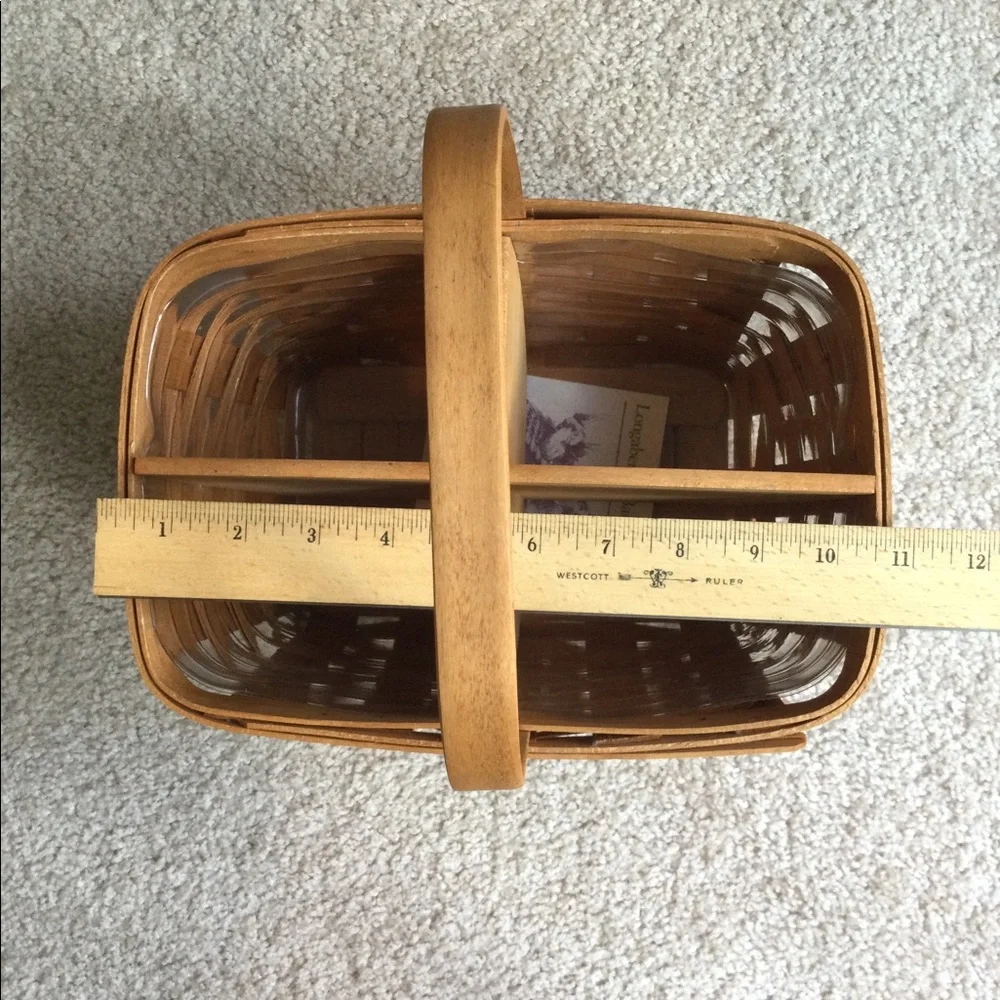 Longaberger Spring Basket with Handle with Wood 4 Way Divider and Protector